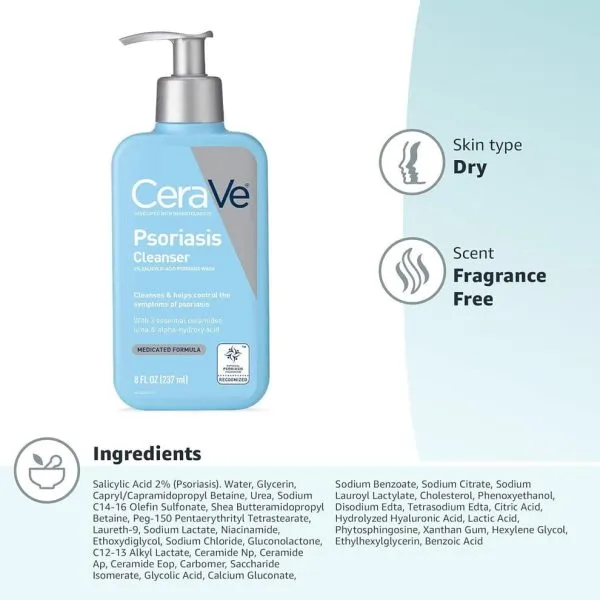 Cerave Psoriasis Cleanser 237 Ml | With Salicylic Acid For Dry Skin