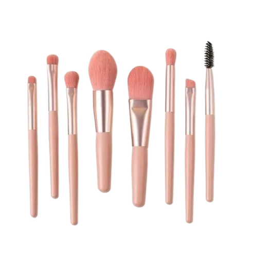 8pcs Portable Travel Soft Makeup Brush Set Random Colors
