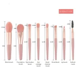 8pcs Portable Travel Soft Makeup Brush Set Random Colors